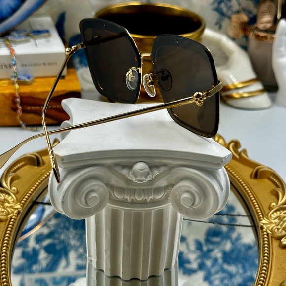🆕 ALEXANDER MCQUEEN 🧿 NWOT AM0222SK 002 Gold Wire Rim & Silver Metal Sunglass - Picture 14 of 15